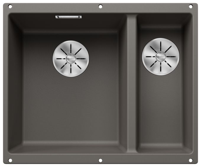 Silgranit 2 Becken  SUBLINE 340/160-U Unterbauspüle für 60 cm Unterschrank (Grau) 