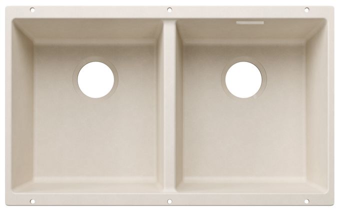 Silgranit 2 Becken  SUBLINE 350/350-U Unterbauspüle für 80 cm Unterschrank (Weiß) 