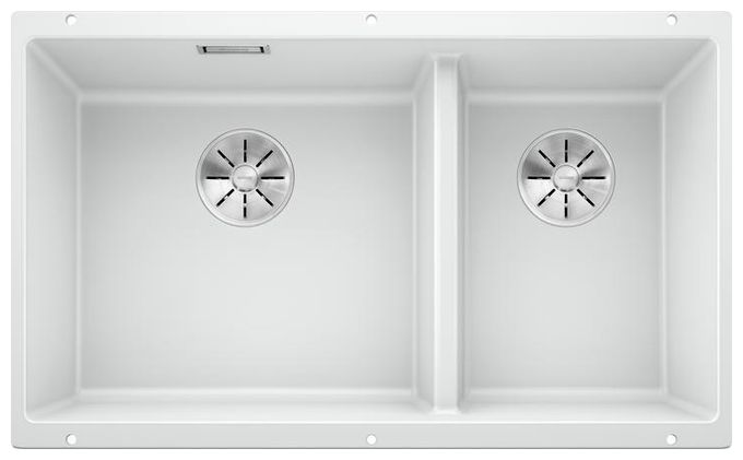 SUBLINE 430/270-U, SILGRANIT, weiß, ohne Ablauffernbedienung, Becken links, 800 mm Untermaß 
