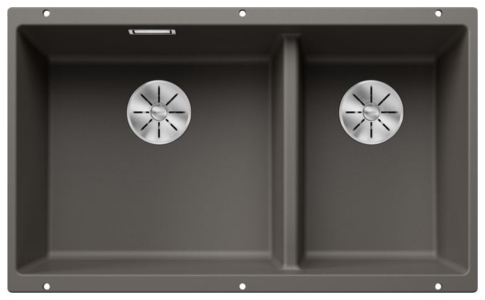Silgranit 2 Becken  SUBLINE 430/270-U Unterbauspüle für 80 cm Unterschrank (Grau) 