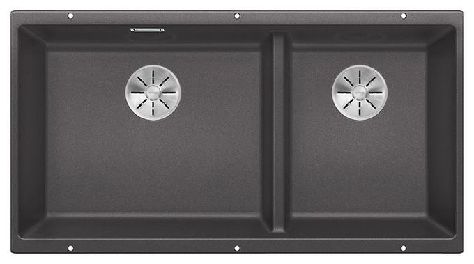 Silgranit 2 Becken  SUBLINE 480/320-U Unterbauspüle für 90 cm Unterschrank (Grau) 