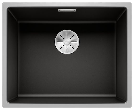 SUBLINE 500-IF SteelFrame, SILGRANIT, schwarz, ohne Ablauffernbedienung, keine Beckenlage, 600 mm Untermaß 