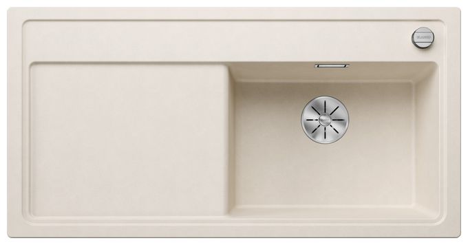 Silgranit 1 Becken  ZENAR XL 6 S Einbauspüle für 60 cm Unterschrank (Weiß) 