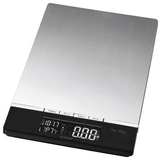 Elektronische Küchenwaage bis 5 kg Genauigkeit 1 g  KW1421CB (Schwarz, Edelstahl) 