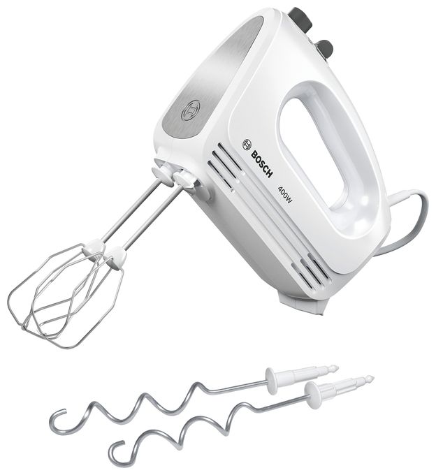 Handmixer 400 W 4 Stufen (Gebürsteter Stahl, Weiß) MFQ24200 CleverMixx 