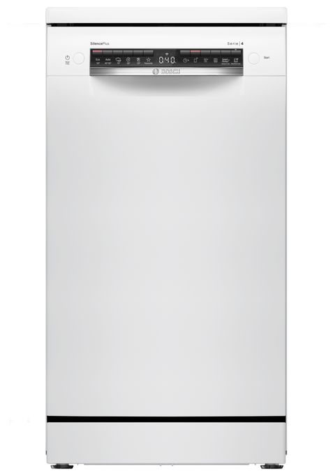 45 cm Geschirrspüler freistehend leise 10 Maßgedecke aquaStop Funktion Wärmetauscher (Weiß) Serie 4 SPS4HMW13E 