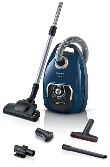 Bodenstaubsauger mit Staubbeutel 700 W Allergie-Filter  Serie 8 BGL8XPER (Schwarz, Blau) 