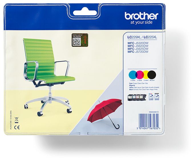 originale Druckerpatronen Schwarz, Cyan, Magenta, Gelb 2400 Seiten LC-229XLVALBP 