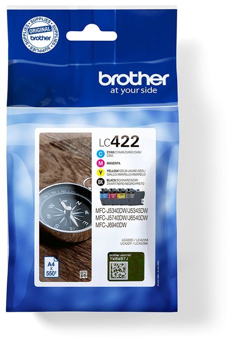 originale Druckerpatronen Schwarz, Cyan, Magenta, Gelb 550 Seiten LC-422VAL 