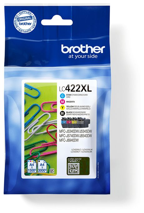 originale Druckerpatronen Schwarz, Cyan, Magenta, Gelb 3000 Seiten LC-422XLVAL 