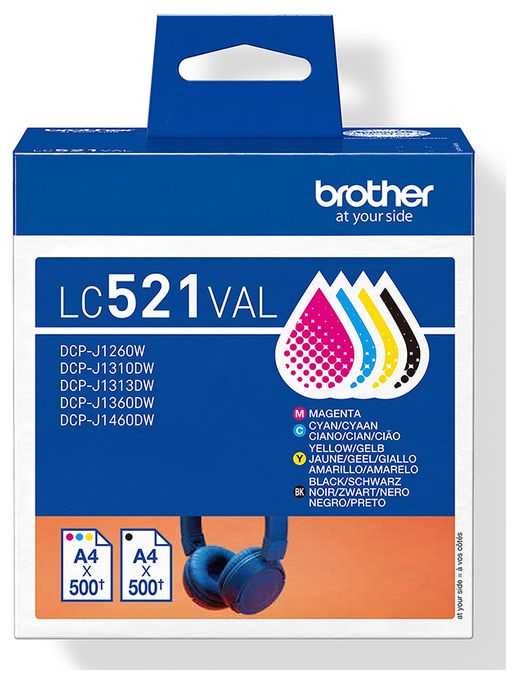 originale Druckerpatronen Schwarz, Cyan, Magenta, Gelb 500 Seiten LC-521VAL 