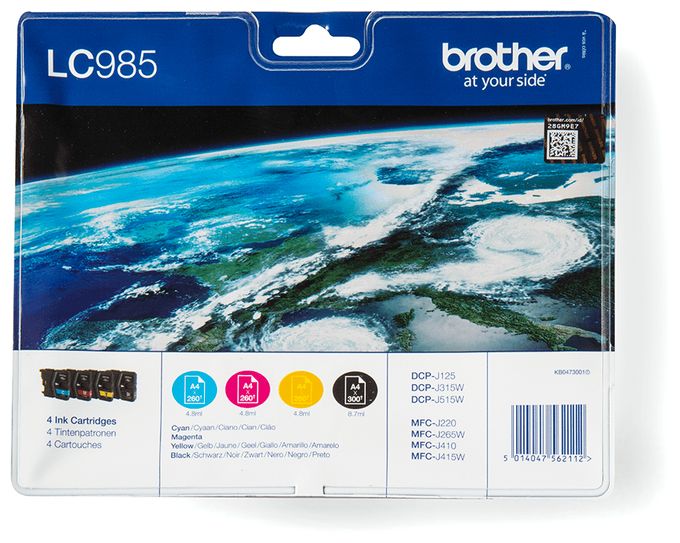 originale Druckerpatronen Schwarz, Cyan, Magenta, Gelb 300 Seiten LC-985VALBP 