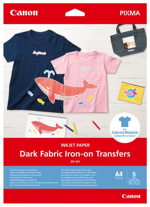 DF-101 Dark Fabric Iron-on Transfers, A4, 5 Blatt 