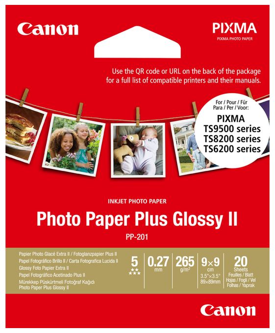 PP-201 Glossy II Photo Paper Plus (8,9 x 8,9 cm/3,5 x 3,5”) – 20 Blatt 
