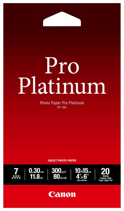 PT-101 Pro Platinum Fotopapier 10x15 cm – 20 Blatt 