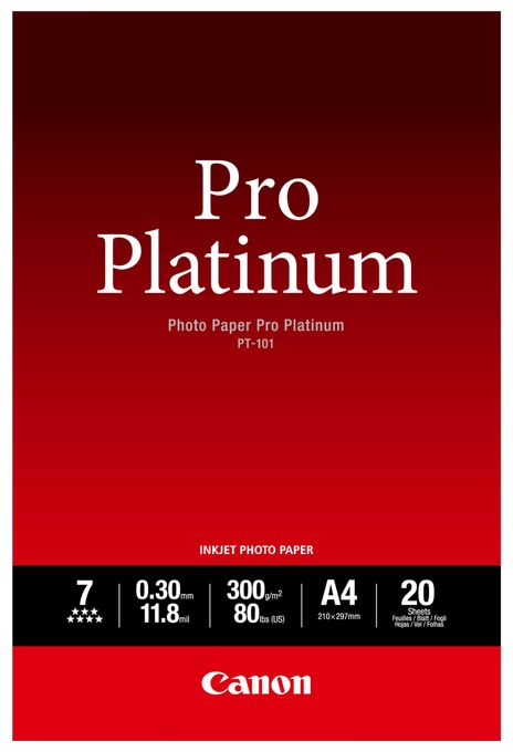 PT-101 Pro Platinum Fotopapier A4 – 20 Blatt 