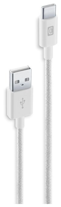 Stecker Rundkabel USB A auf USB C bis 15 W 1,5 m  Braided Data Cable (Weiß) 