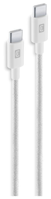 Stecker Rundkabel USB C auf USB C bis 60 W 1,5 m  Braided Data Cable (Weiß) 