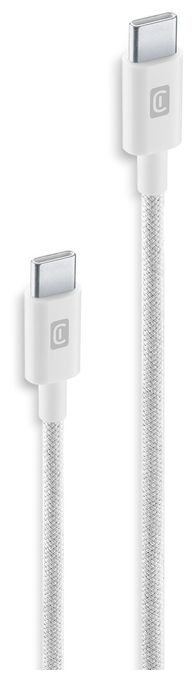 Stecker Rundkabel USB C auf USB C bis 60 W 2,5 m  Braided Data Cable (Weiß) 