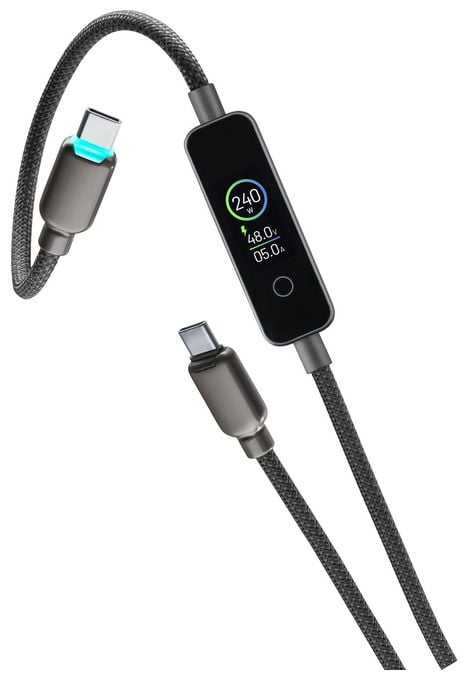 Stecker Rundkabel USB C auf USB C bis 240 W 1,2 m  Data Cable Powerview IQ (Schwarz) 