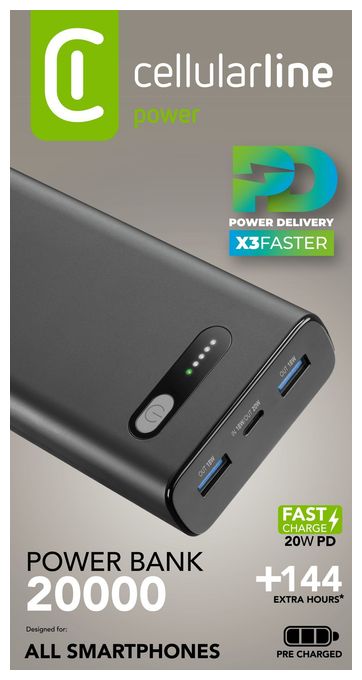 20000 mAh Powerbank USB Typ-C  Fast (Schwarz) 