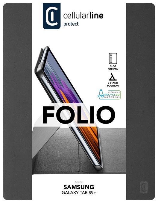 Folio aus Kunstleder für Samsung Galaxy Tab S9+ bis 31,5 cm (12.4") (Schwarz) Folio 