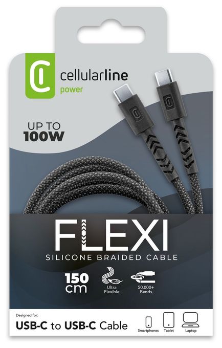 KABEL FLEXY 150CM 100W USB C to USB C SCHWARZ 