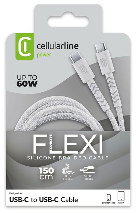 KABEL FLEXY 150CM 60W USB C to USB C WEISS 