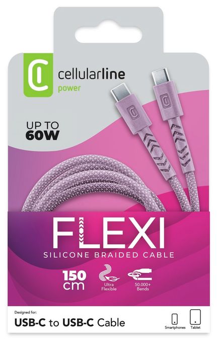 KABEL FLEXY 150CM 60W USB C to USB C ROSA 