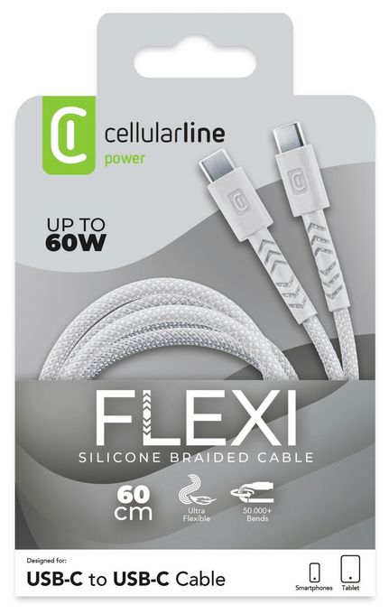KABEL FLEXY 60CM 60W USB C to USB C WEISS 