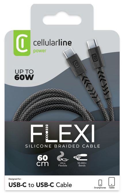 KABEL FLEXY 60CM 60W USB C to USB C SCHWARZ 