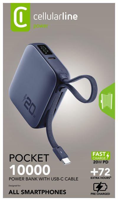 10000 mAh Powerbank USB Typ-C  Pocket (Blau) 