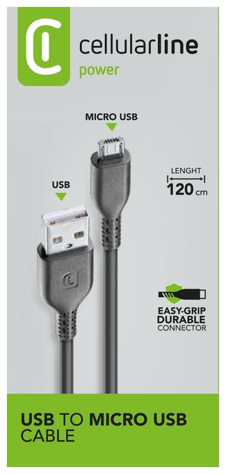 USB A auf Micro-USB B bis 10 W 1,2 m  Power Cable (Schwarz) 