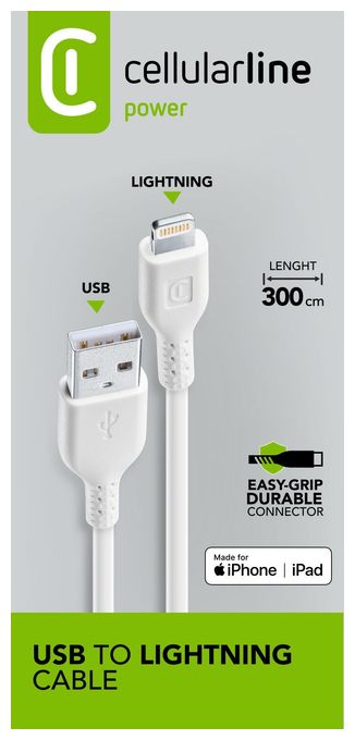 Lightning auf USB A bis 12 W 3 m  Power Cable (Weiß) 