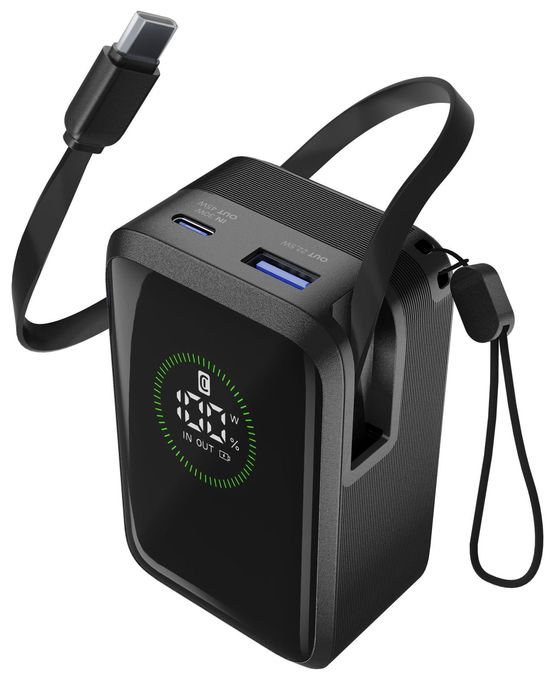 10000 mAh Powerbank USB Typ-C  Roller (Schwarz) 