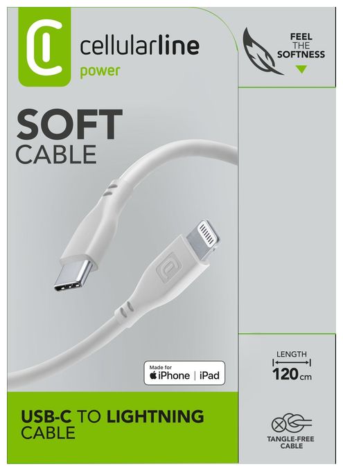 Stecker Lightning auf USB C bis 30 W 1,2 m  Soft Cable (Grau) 