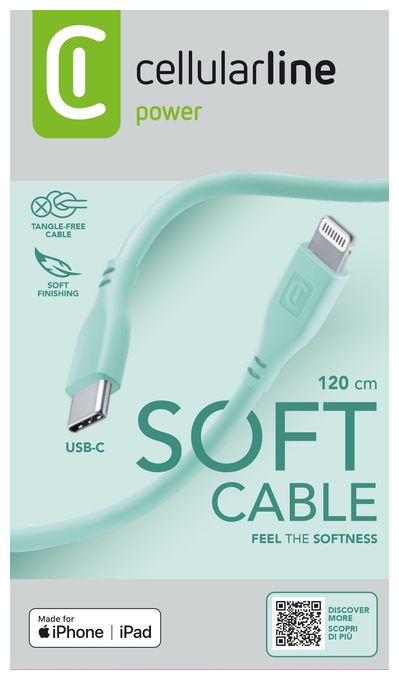 Stecker Lightning auf USB C bis 30 W 1,2 m  Soft Cable (Grün) 