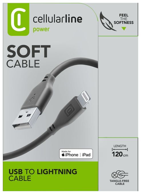 Lightning auf USB A 1,2 m  Soft Cable (Schwarz) 