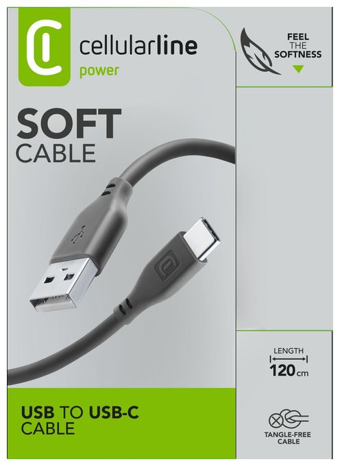USB A auf 1,2 m  Soft Cable (Schwarz) 