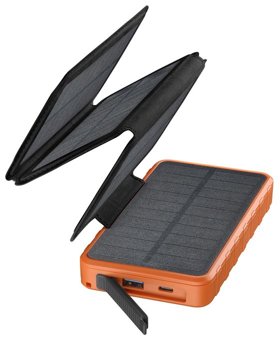 SOLAR POWER BANK PRO 4 ETFE SOLARPANELS 1.5W 10000 MAH 20W DOPPEL USB A+C ANSCHLUSS ORANGE 