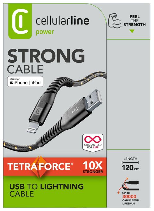 Lightning auf USB A bis 12 W 1,2 m  Tetra Force Cable (Schwarz) 