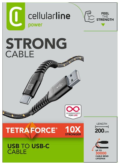 USB A auf bis 15 W 2 m  Tetra Force Cable (Schwarz) 