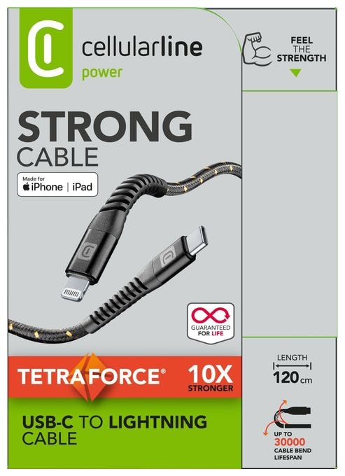 Lightning auf USB C bis 30 W 1,2 m  Tetra Force Cable (Schwarz) 