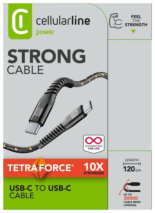Stecker USB C auf USB C bis 60 W 1,2 m  Tetra Force Cable (Schwarz) 