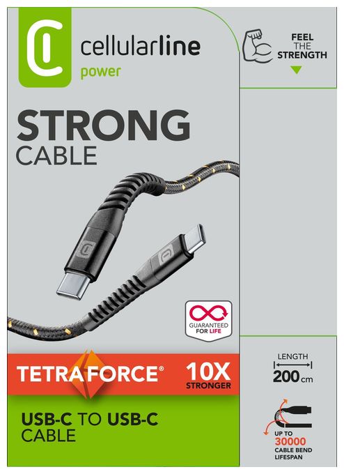 Stecker USB C auf USB C bis 60 W 2 m  Tetra Force Cable (Schwarz) 