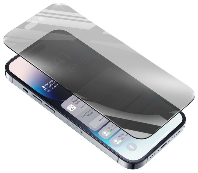 Klare Bildschirmschutzfolie " Privacy " gehärtetes Glas 9H für  Apple iPhone 14 Pro Antibakteriell Top Secret Glass 