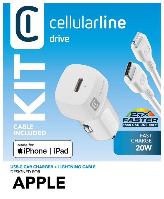 USB-C Car Charger Kit 20W - USB-C to Lightning - iPhone 8 or later 