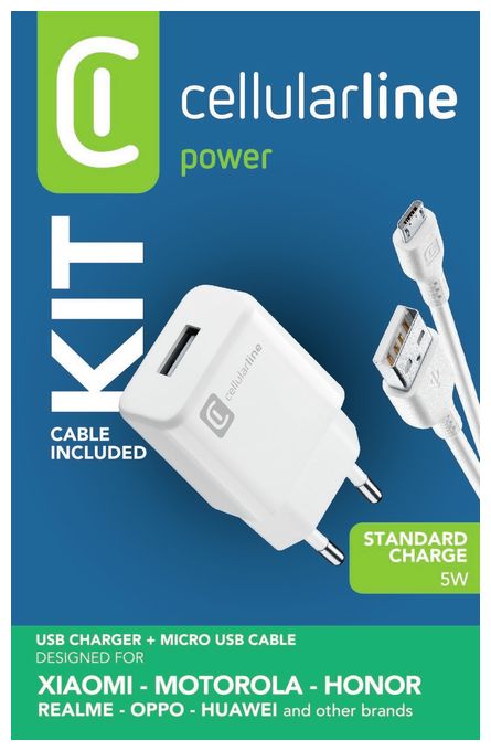 USB Charger Kit 1A - Micro USB - Huawei, Xiaomi, Wiko, Asus and other smartphone 