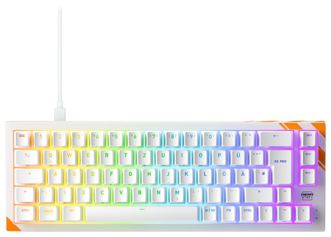 RGB-LED Gaming Tastatur USB  K5 Pro TMR Compact (Orange, Weiß) 