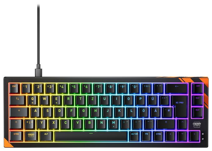 RGB-LED Gaming Tastatur USB  K5 Pro TMR Compact (Schwarz, Orange) 